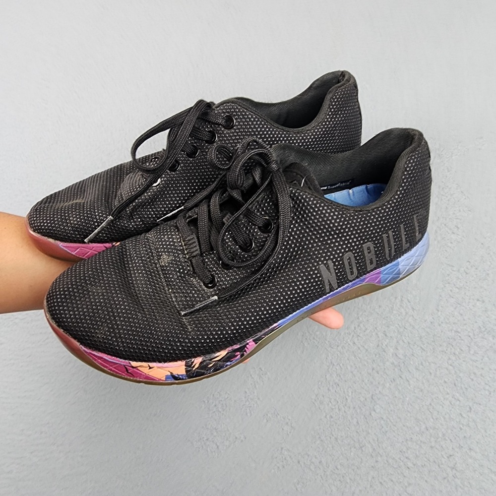 Nobull SuperFabric Trainer Shoes Mens Size 8 Womens 9.5 Black Multi Gym Sneakers